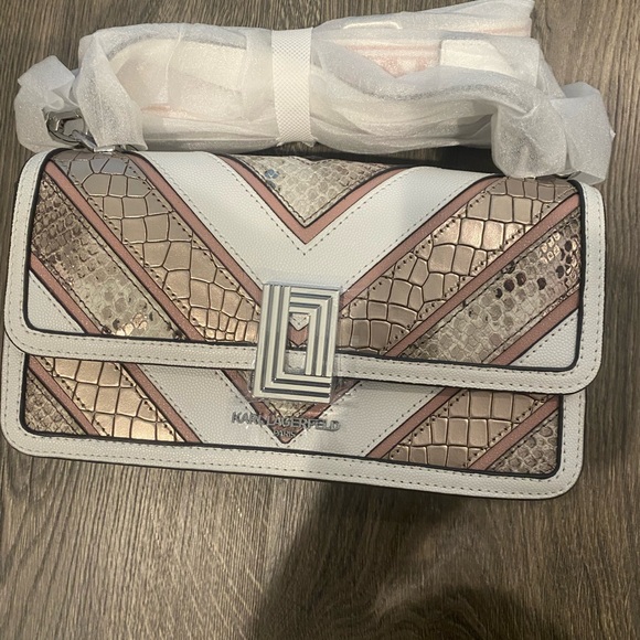 Karl Lagerfeld Pink and Silver Women's Bag